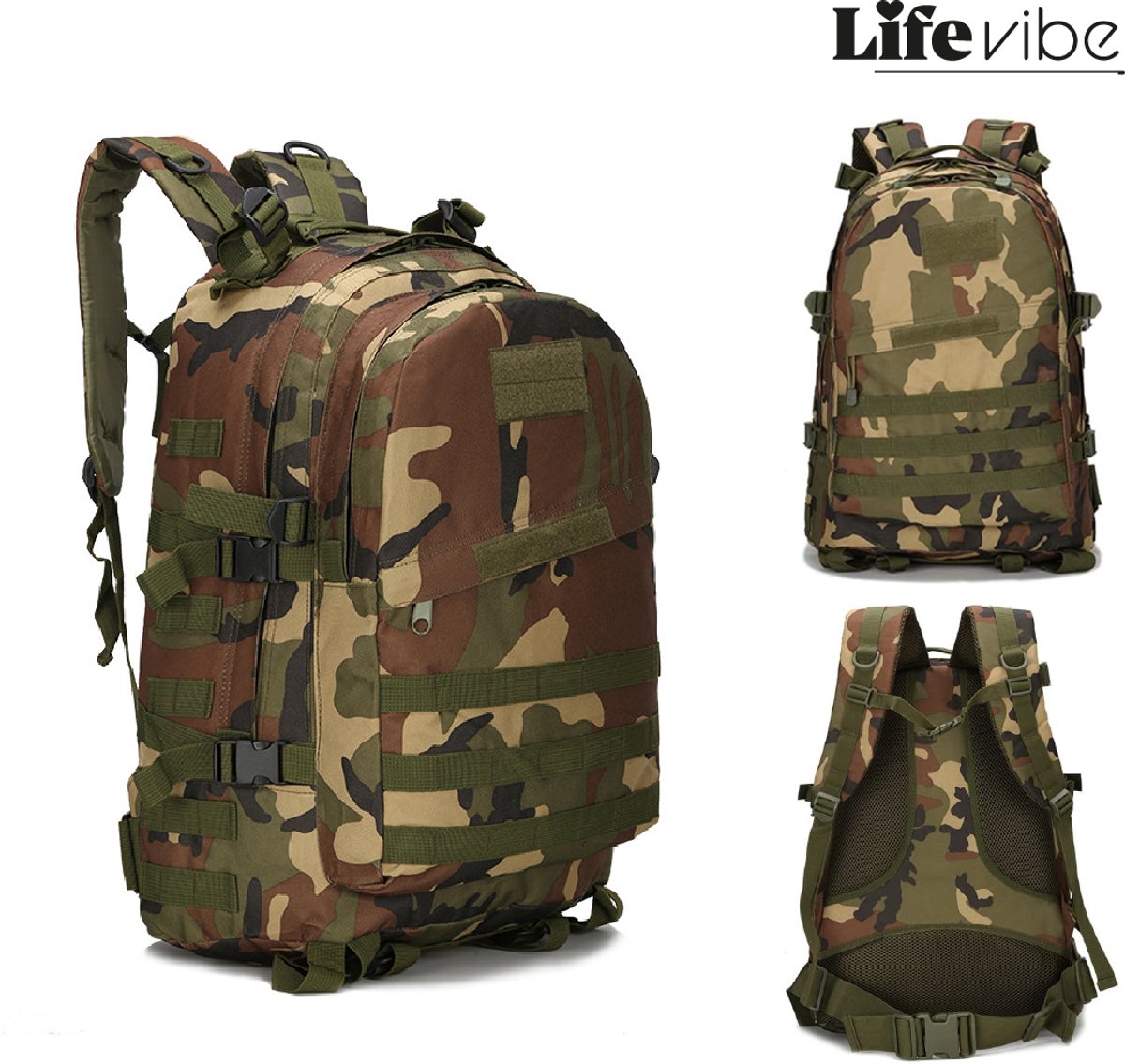 LifeVibe® Tactical Leger Rugzak 40L - Backpack Camouflage - Waterdichte Outdoor Rugzak - Kamperen