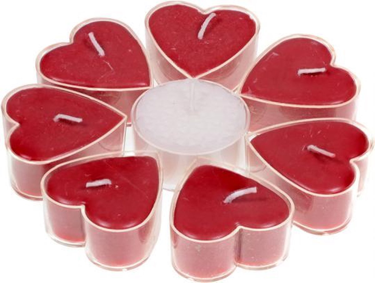 Fair Trade Hartvormige theelichtjes rozengeur