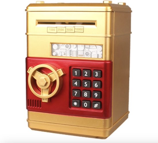 Spaarpot goud - Kluis met Pincode - Munten & Briefgeld
