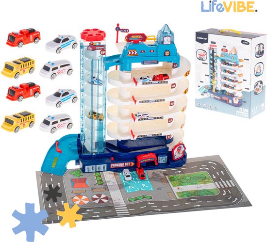 LifeVibe® Speelgoed Parkeergarage met 5 Verdiepingen – Autogarage Avonturenpark - Educatief Speelgoed
