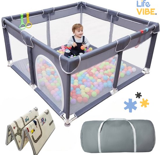 LifeVibe® Baby Grondbox – Babybox – Speelbox – Kruipbox - Kinderbox - Babypark - Playpen Baby - 150x150x62 CM