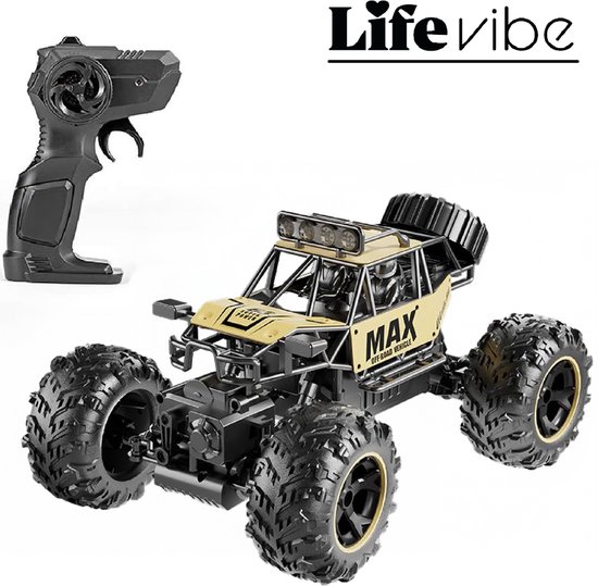 LifeVibe© Bestuurbare Auto Goud - Voor Off-Road en op de Weg - 4X4 aandrijving - Afstand bestuurbaar - RC Auto Model 2025 - Inclusief Extra Accu