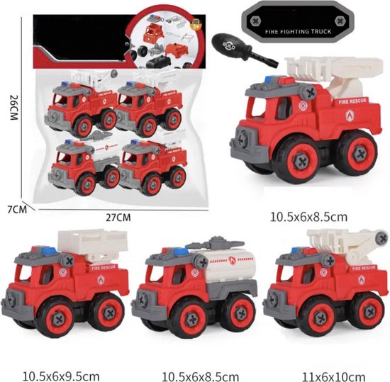 Bouwvoertuigen speelgoedset met bijgeleverde schroevendraaier - bouwset kinderspeelgoed - educatief speelgoed
