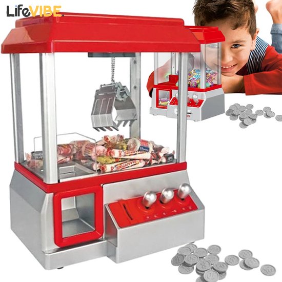 LifeVibe® Candy Grabber – Snoepmachine - Grijpmachine - Speelt Kermis Muziek Af - Inclusief Muntjes