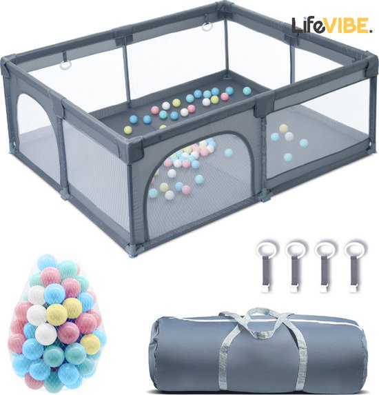 LifeVibe® Grondbox Baby - Kruipbox - Kinderbox - Babypark - Playpen Baby - 180x200x66 CM