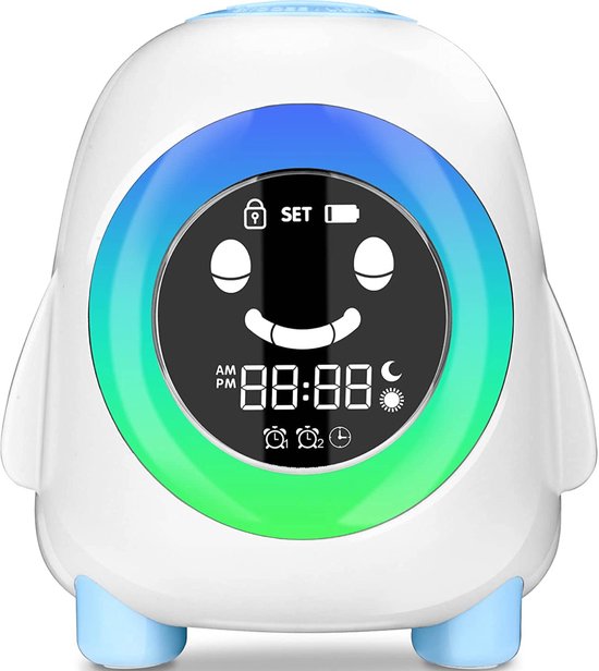 Slaaptrainer Blauw met Digitale Tijdsweergave – Kinderwekker – Wekker – Digitale Tijdsweergave – Rustgevende Muziek