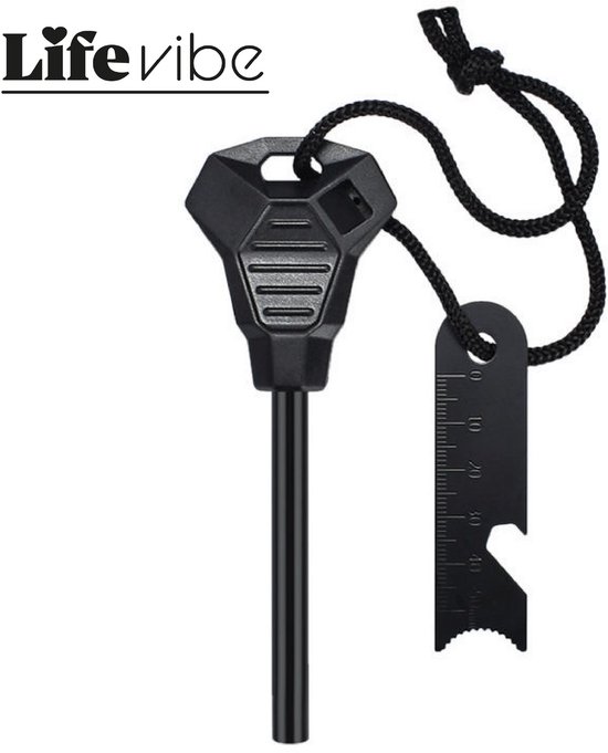 LifeVibe© Vuurstarter - Vuursteen Strijker - Firesteel - Firestarter Survival - Magnesium Stick