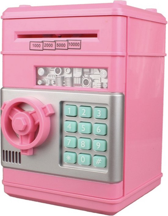 Spaarpot roze - Kluis met Pincode - Munten & Briefgeld