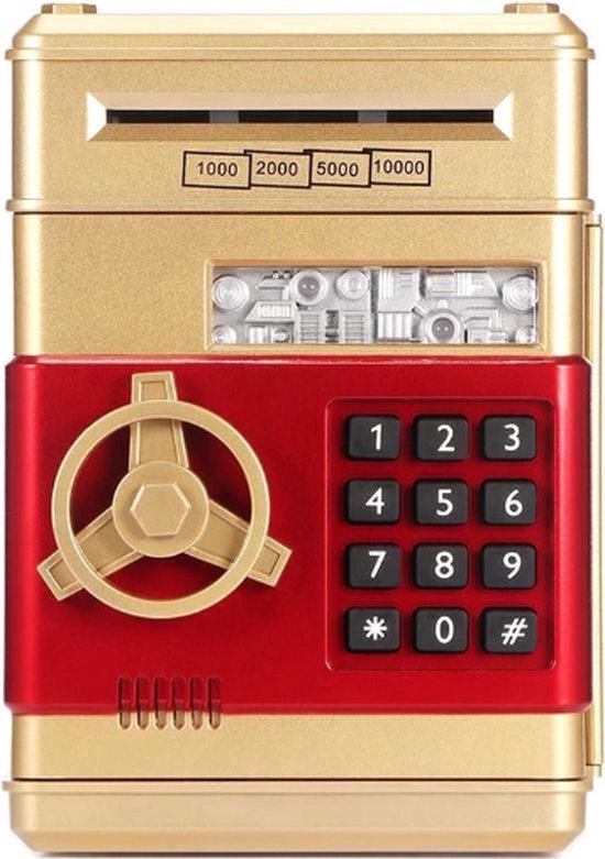 Kluis met Pincode - Goud - Spaarpot Kind - Munten & Briefgeld